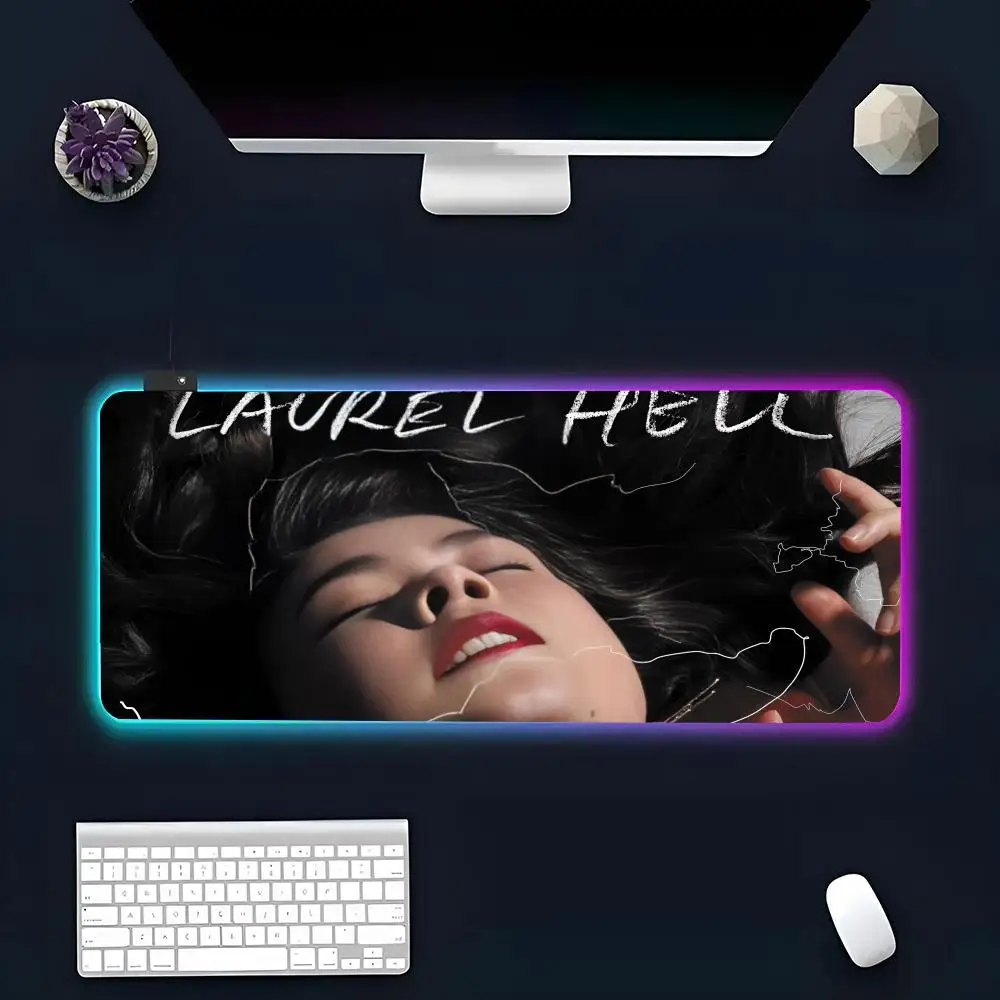 Hip Hop Singer M-Mitski Mouse Pad RGB Glow Personality Picture Custom PC Table Mat Carpet Mat Game Player Dedicated LED