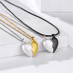 Romantic Couple Necklaces with Simple Original Design – Magnetic Collarbone Chains with Pull Hook Heart Pendant