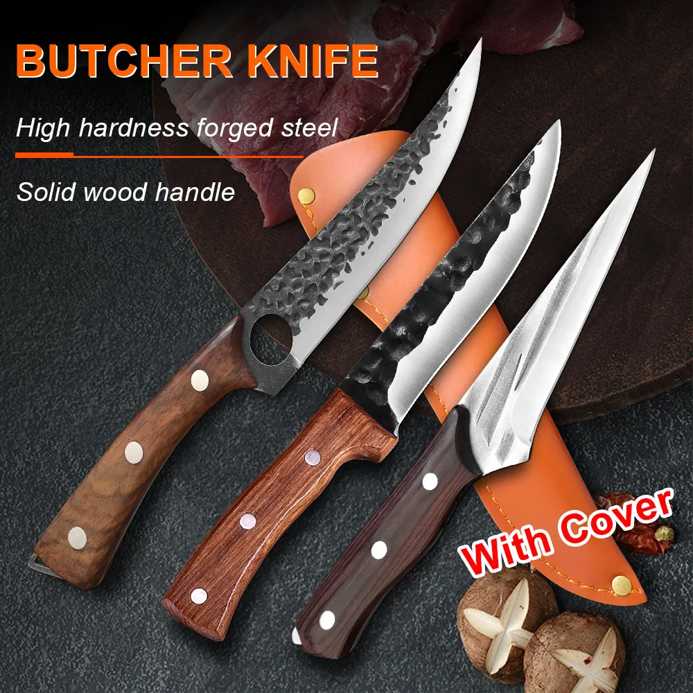 Forged Boning Knife Fishing Meat Knife Stainless Steel Butcher Knife Handmade Slicing Kitchen Knives BBQ Cooking Tools