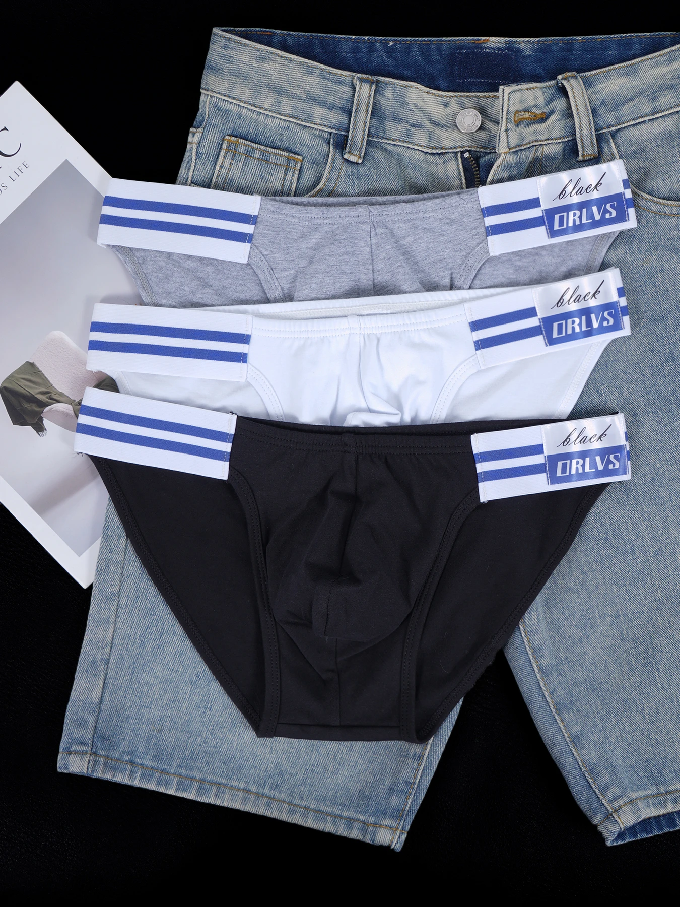 

3 PCS Men's Elastic Waist U Convex Pouch Briefs Cotton Soft Breathable Daily Sport Underwear