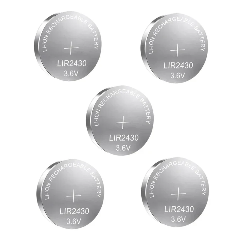 Bateria recarregável Li-ion Cell Coin Button, alta qualidade, substituir por CR2430, PD2430, 3.6V, 60mAh, 10Pcs por lote