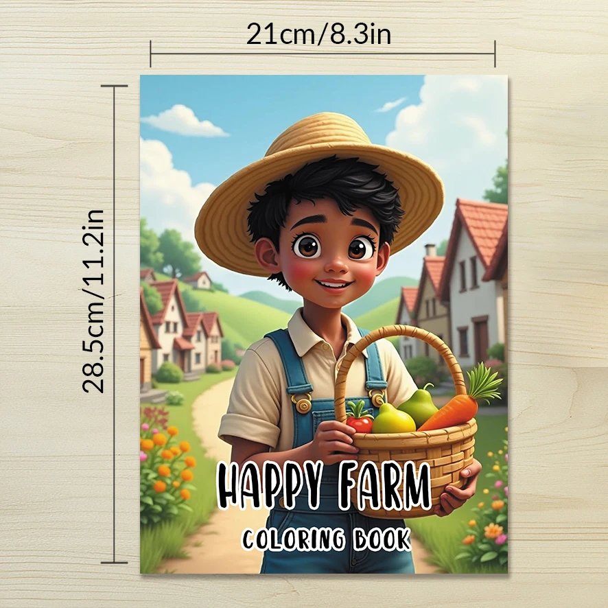 Happy Harvest Time Adult Coloring Book - 8.3x 11.2 Inch 32 Page Coloring Book - Helps Reduce Stress and Ease Emotions