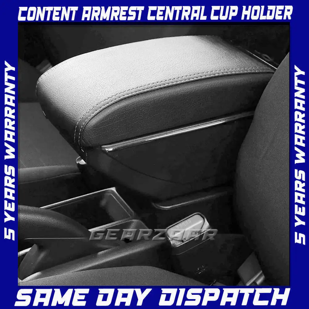 Armrest Box For Ford Fiesta Mk7 2009-2017 Central Console Storage Box Cup Holder