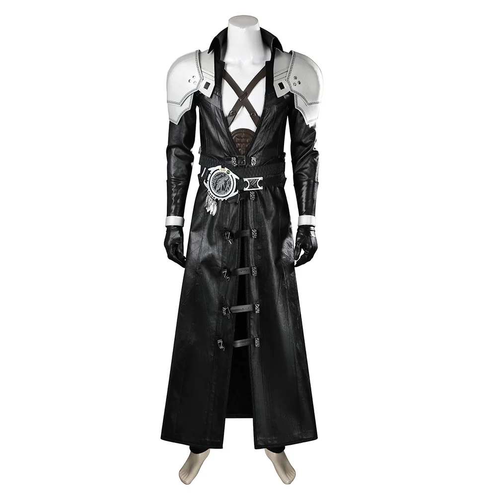 Sephiroth Cosplay Costume Game FF7 Long Coat Boots Men Male Disgusie Halloween Carnival Party Suit