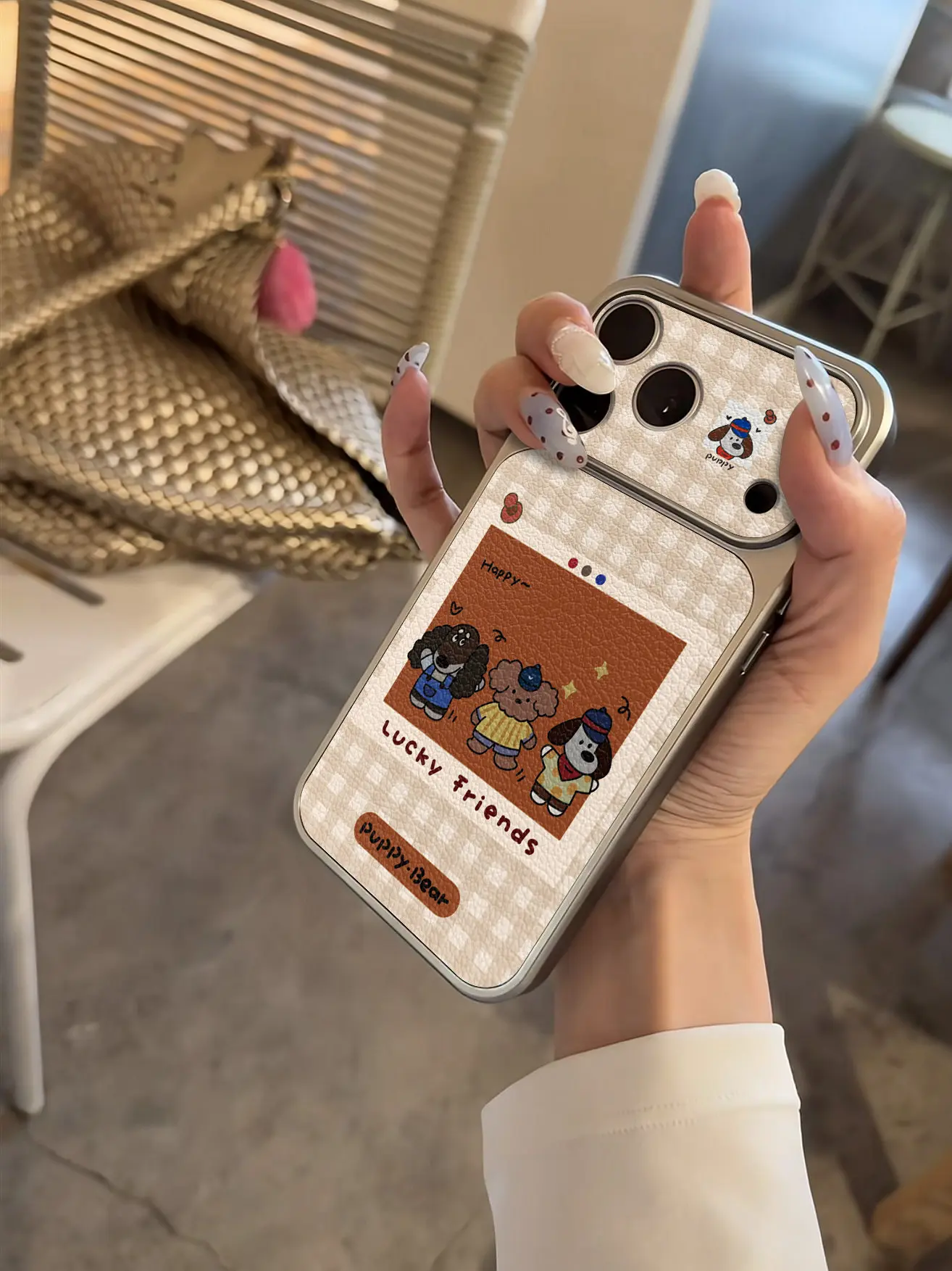 Retro Polka Dot Pony Pferd Imitation 17 Handyhülle für iPhone 13 14 15 16 17 Pro Max 17, stoßfeste Lederhülle mit Beschichtung – Detail 8