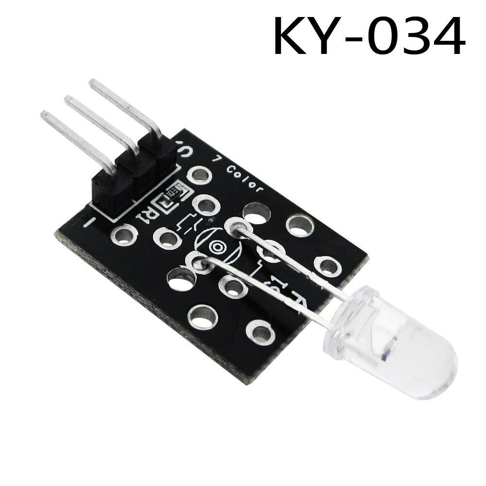 10 unids/lote. KY-034 3 pines automáticamente 7 colores parpadeantes módulo LED diy Starter Kit KY034