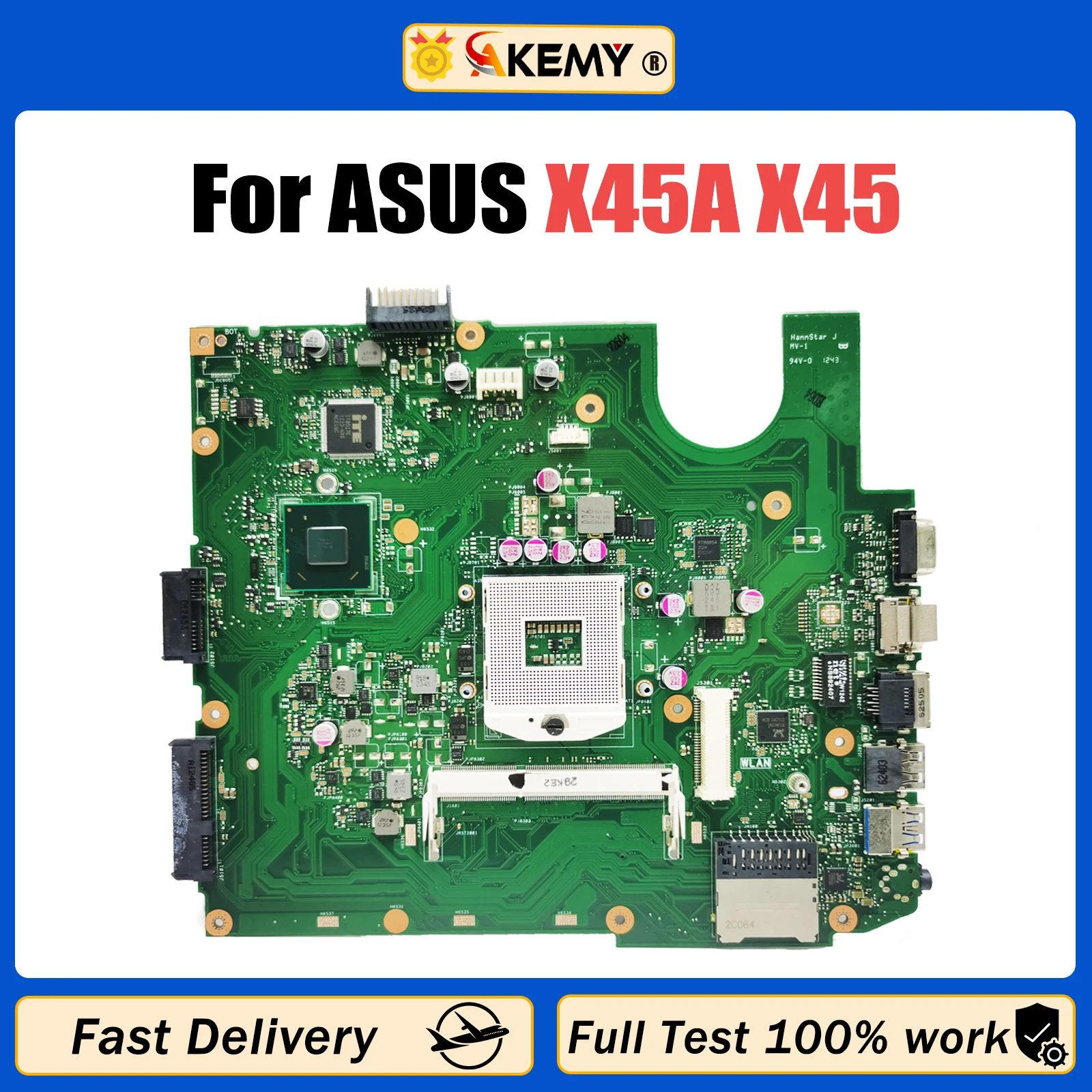 

AKEMY For ASUS Laptop Motherboard X45A X45 Notebook Mainboard 100% test OK HM70