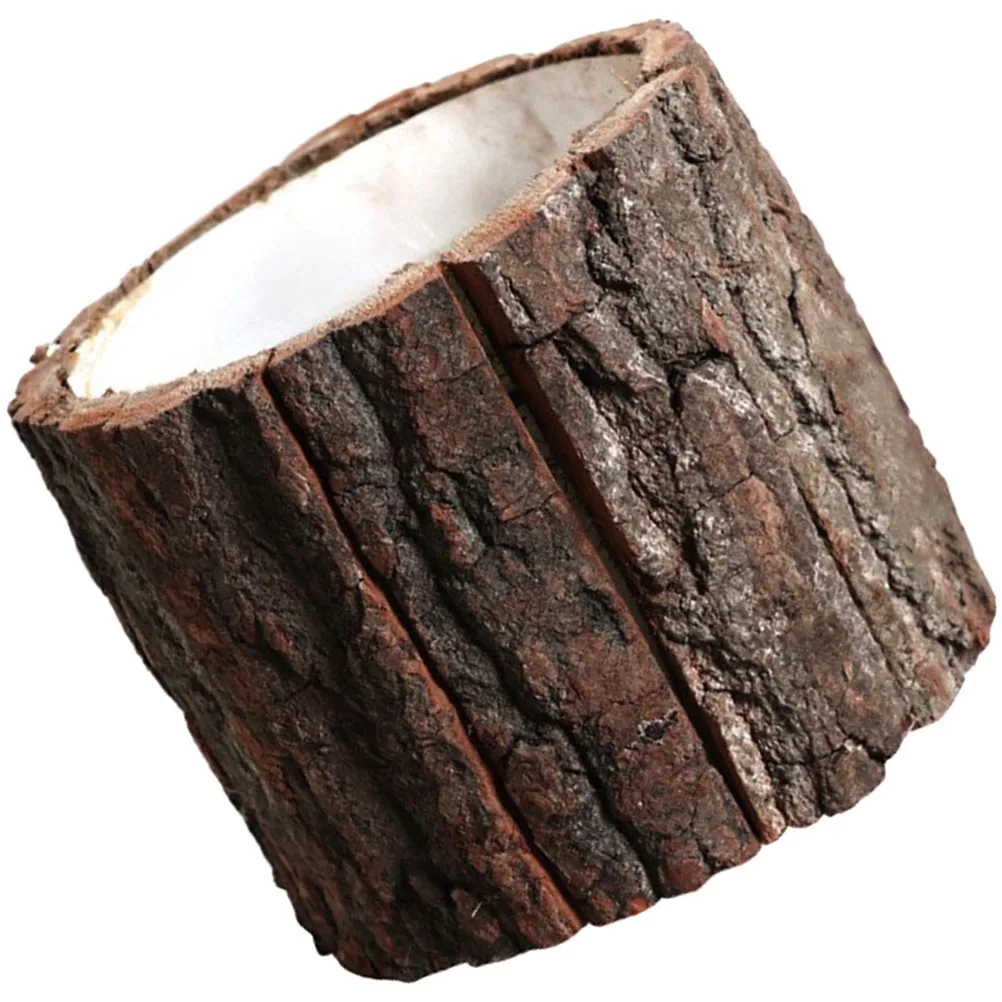 

Wooden Pile Flowerpot Retro Planter Vintage Vase Imitation Stump Plant Pot Faux Tree Stump Stakes Home Garden Office Use