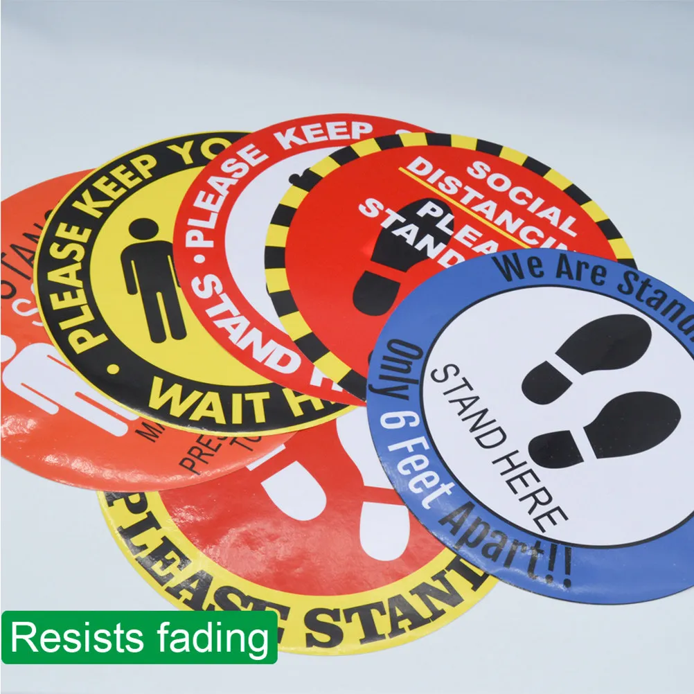 

5 Sheets Keeping Distance Sticker Prevention Decals PVC Material for School Mall Toilet Public Places Distance