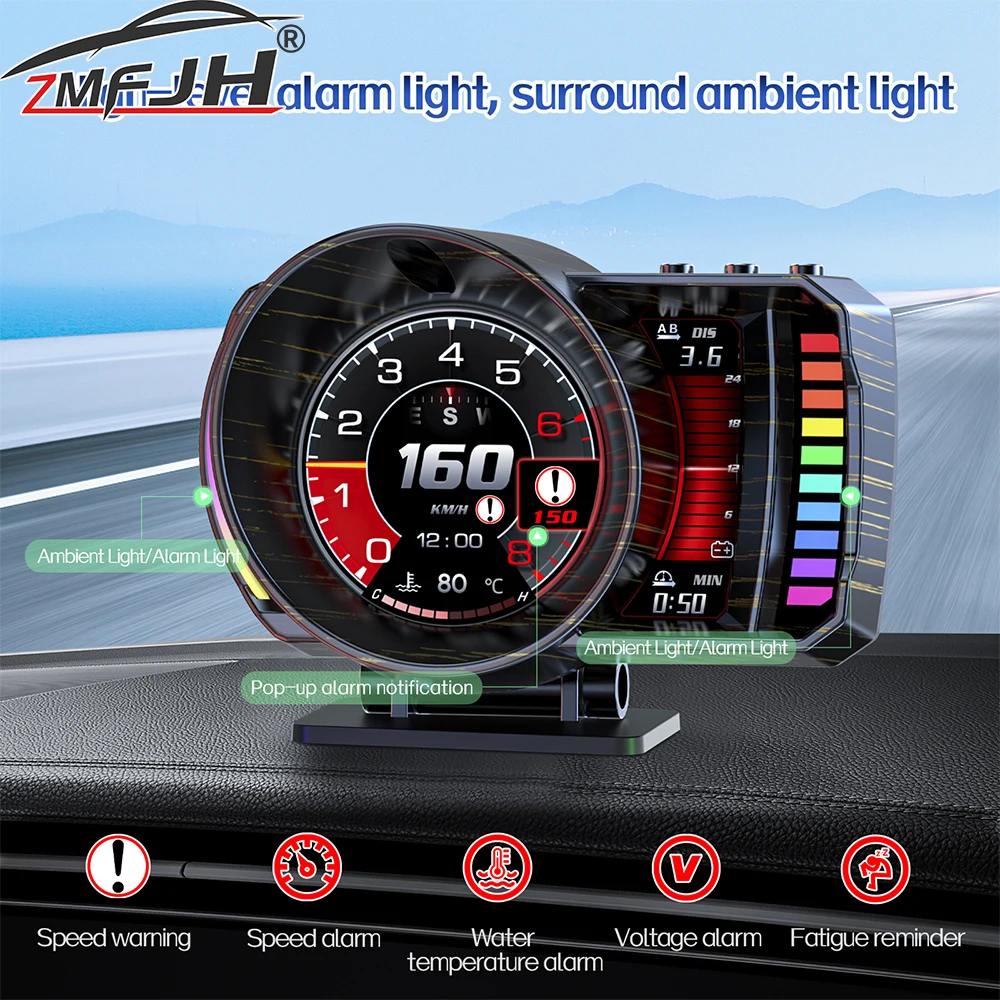P28 Car OBD  Head Up Display GPS Speedometer On-Board Computer RPM Water Temperature Fuel Level Mileage Auto Accessories