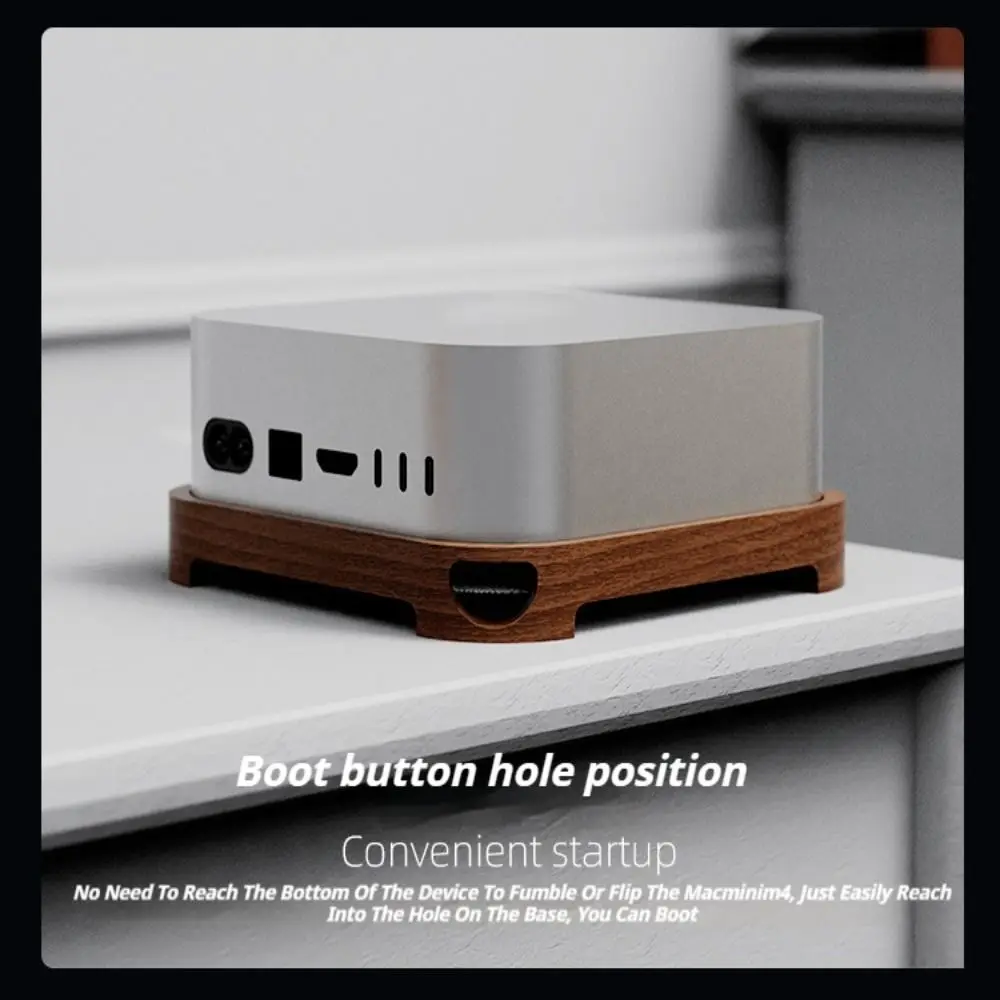 Dustproof Walnut Base Heat Dissipation Heightened Host Stand Wooden Cooling Bracket for Mac Mini M4/M4 Pro 2024 Desktop Computer