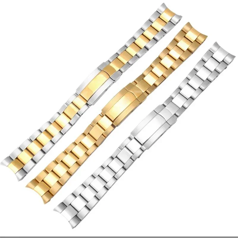 Superior 316L stainless steel watchband 20mm 21mm silver gold solid screw links bracelet fit for RX Oyster Perpetual Date Watch