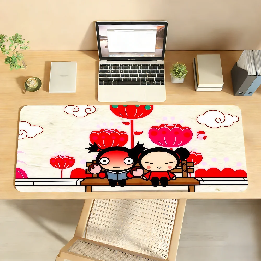 

Милый коврик для мыши Garu Pucca, нескользящий, с фиксирующим краем, для ПК и ноутбуков, резиновый, для офиса, клавиатуры, большой игровой коврик XXL