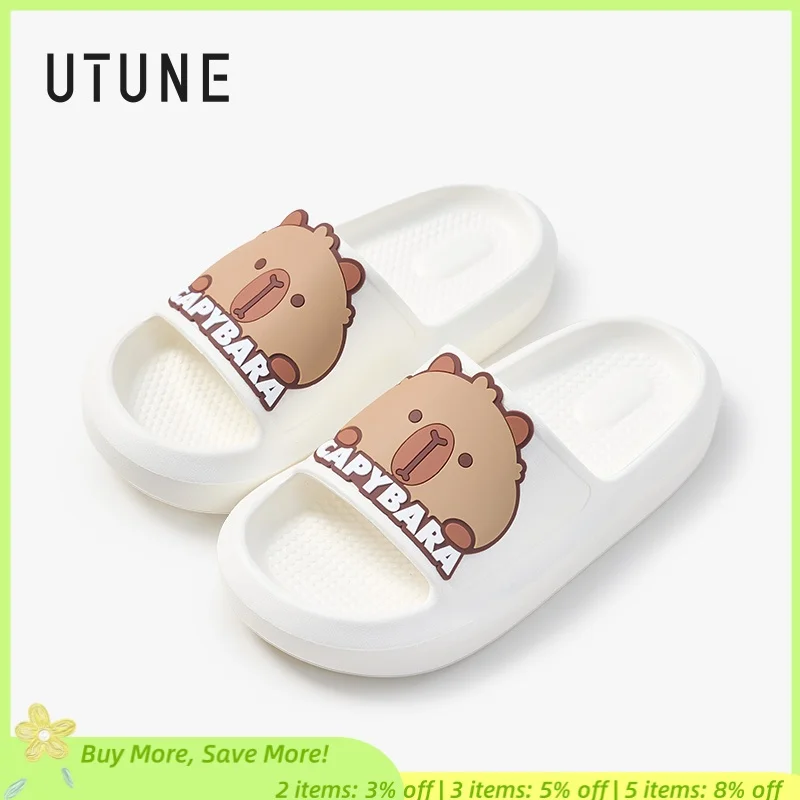 

UTUNE Parent-Child Cartoon Slippers Summer Non-Slip Flip Flops Cute Capybara Design Kids & Adults Home Beach Shoes