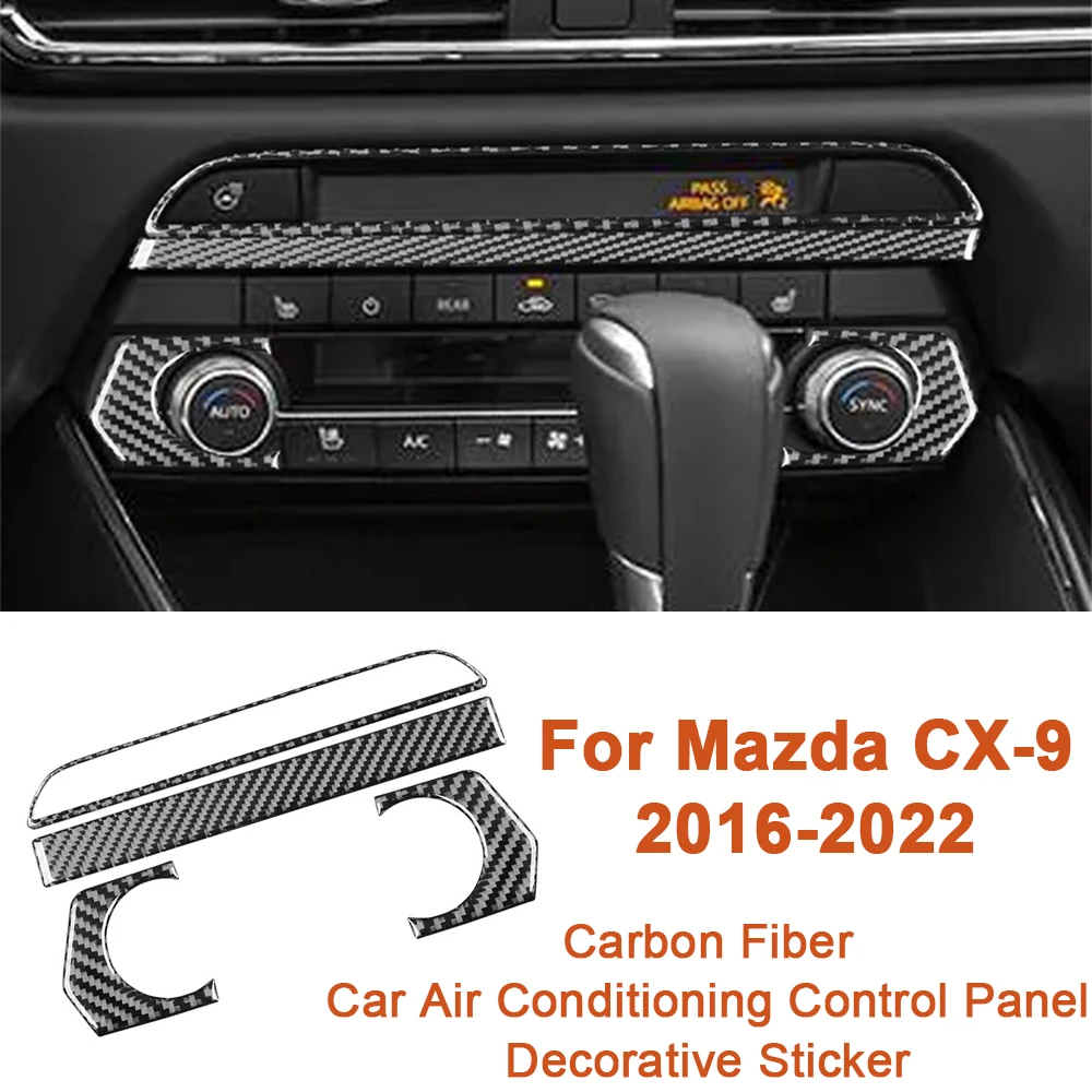 

Carbon Fiber Car Styling Air Conditioning Control Panel Frame Decor Sticker Auto Inner Accesorios For Mazda CX-9 CX9 2016-2022