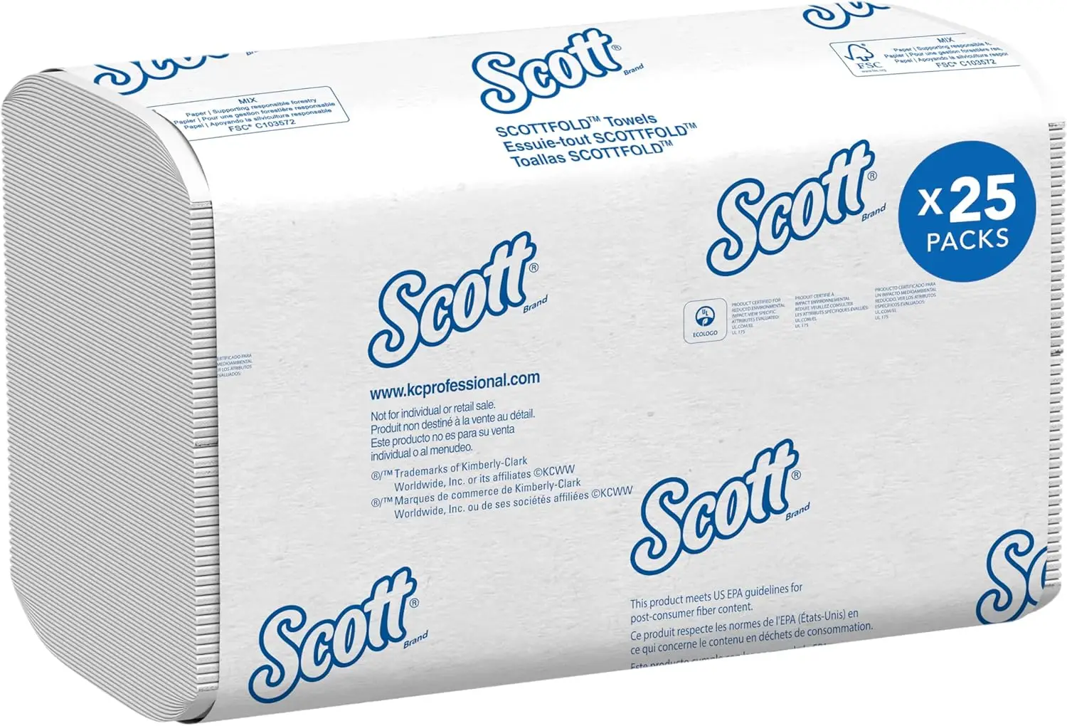 

Professional Multifold Paper Towels, Bulk Absorbent 7.8x12.4 White, 175 Sheets/Pack, 25 Packs/Case