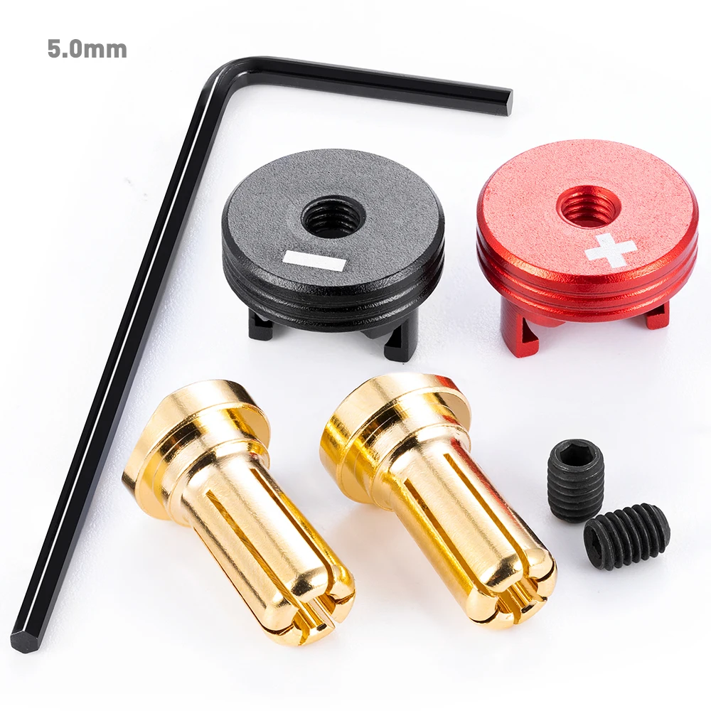 AXSPEED 4.0mm/5.0mm Brass Bullet Banana Plug RC Car Lip Battery Connector with Metal Heat Sink for RC Model Cars