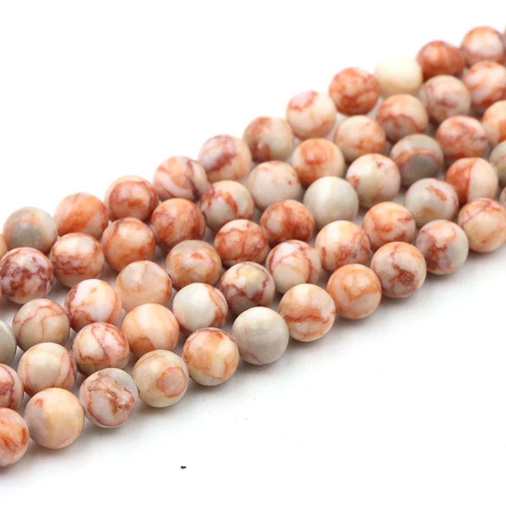 4/6/8/10/مم الطبيعية الأحمر بيكاسو جاسبر الخرز الجولة فضفاض خرزة مباعدة لصنع المجوهرات لوازم DIY بها بنفسك أساور شفاء الطاقة #2
