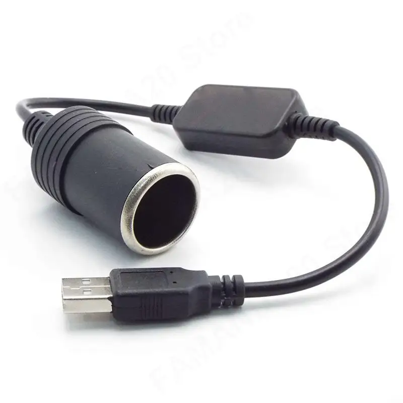 5V 2A USB Female to 12V Car Cigarette Lighter Socket Wired Controller Adapter Connector Cable Converter Accessories m20