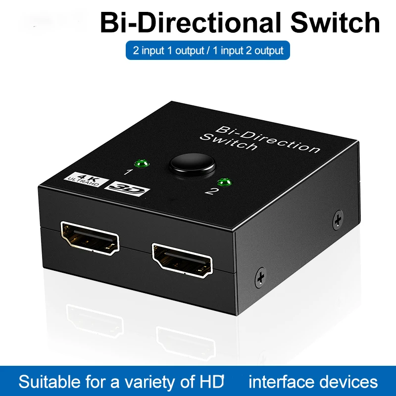 4K HDMI-compatible Splitter 2 Ports Bi-directional HD Switcher 1 in 2 Out HD Converter 3D HDR HDCP For PS4 Xbox HDTV Switcher