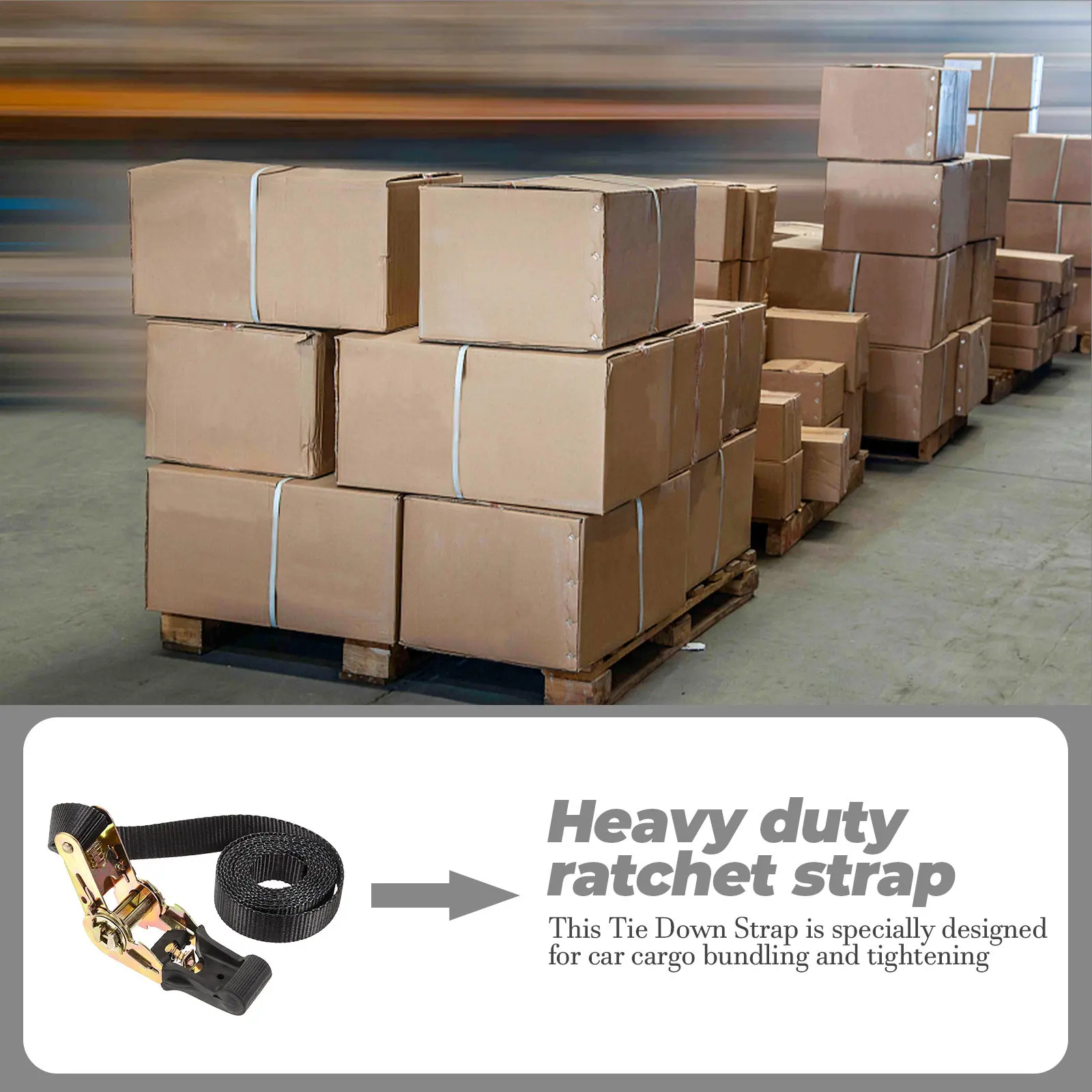 

Cargo Ratchet Strap Endless Tie Down Heavy Duty Car Securing Strap for Trailer Truck Pickup Roof Rack Rope Tie Down