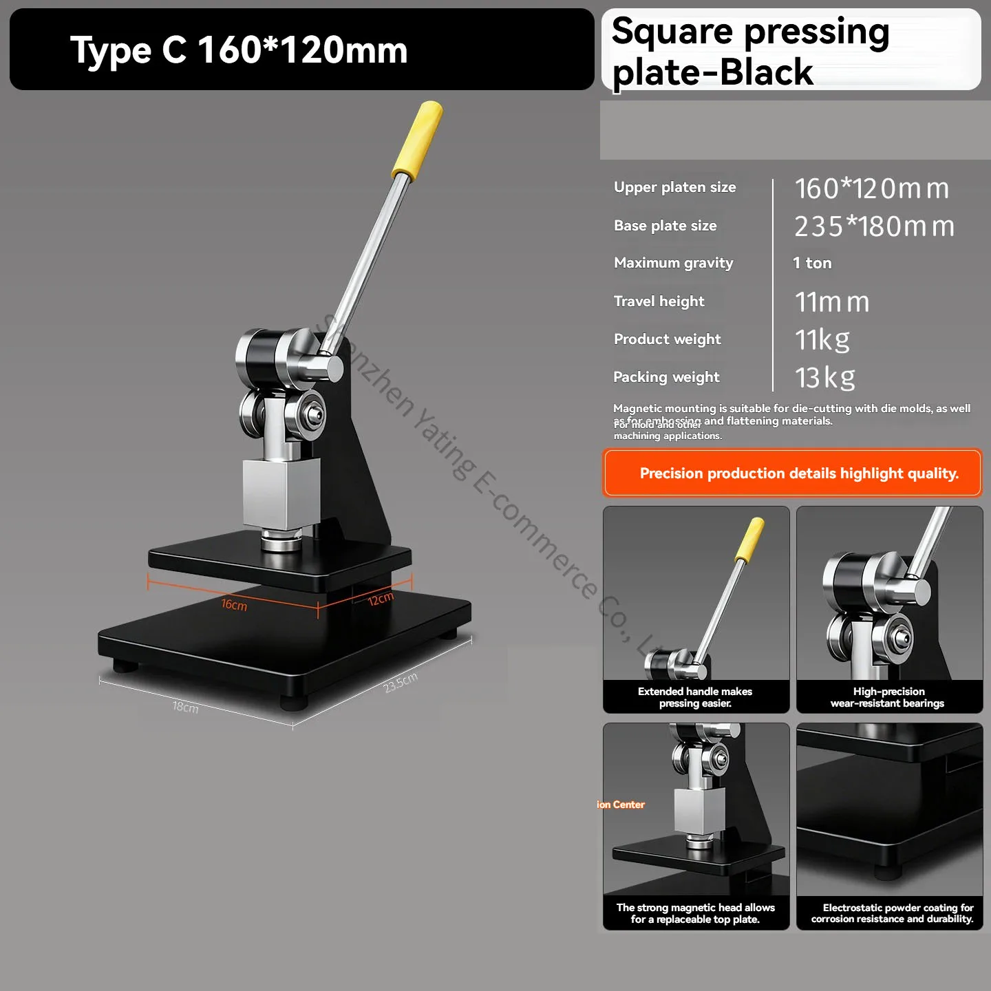 160x120 Square Manual Die-cutting Machine Small Press Machine Knife Mold Punching and Flattening Machine