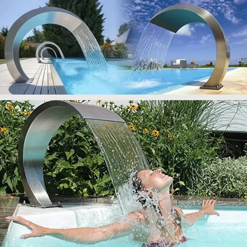 Swimming Pool Fountain Stainless Steel Outlet Impact Waterfall SPA Arc Hook Bathtub Outdoor Water Curtain Slapping Equipment