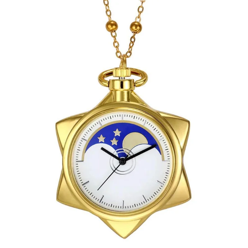 Anime Sailor Moon Necklace Crystal Star Pocket Watch Pendant Necklace for Students Collection Jewelry Girls Birthday Gift Toys