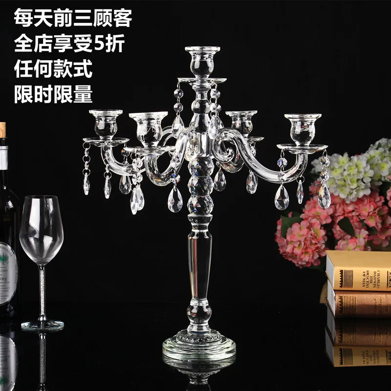 

European five-head crystal candle holder wedding special home crystal lampshade model