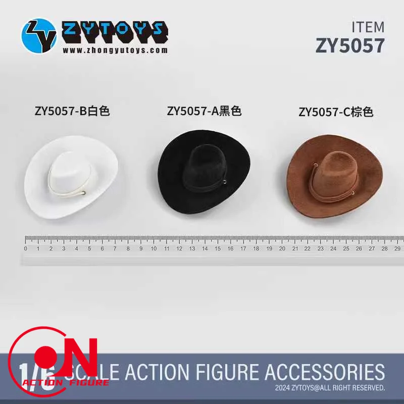 ZYTOYS ZY5057 1/6 Scale Male Cowboy Hat Casual Solid Color Hat Model Clothes Accessories Fit 12'' Soldier Action Figure Body