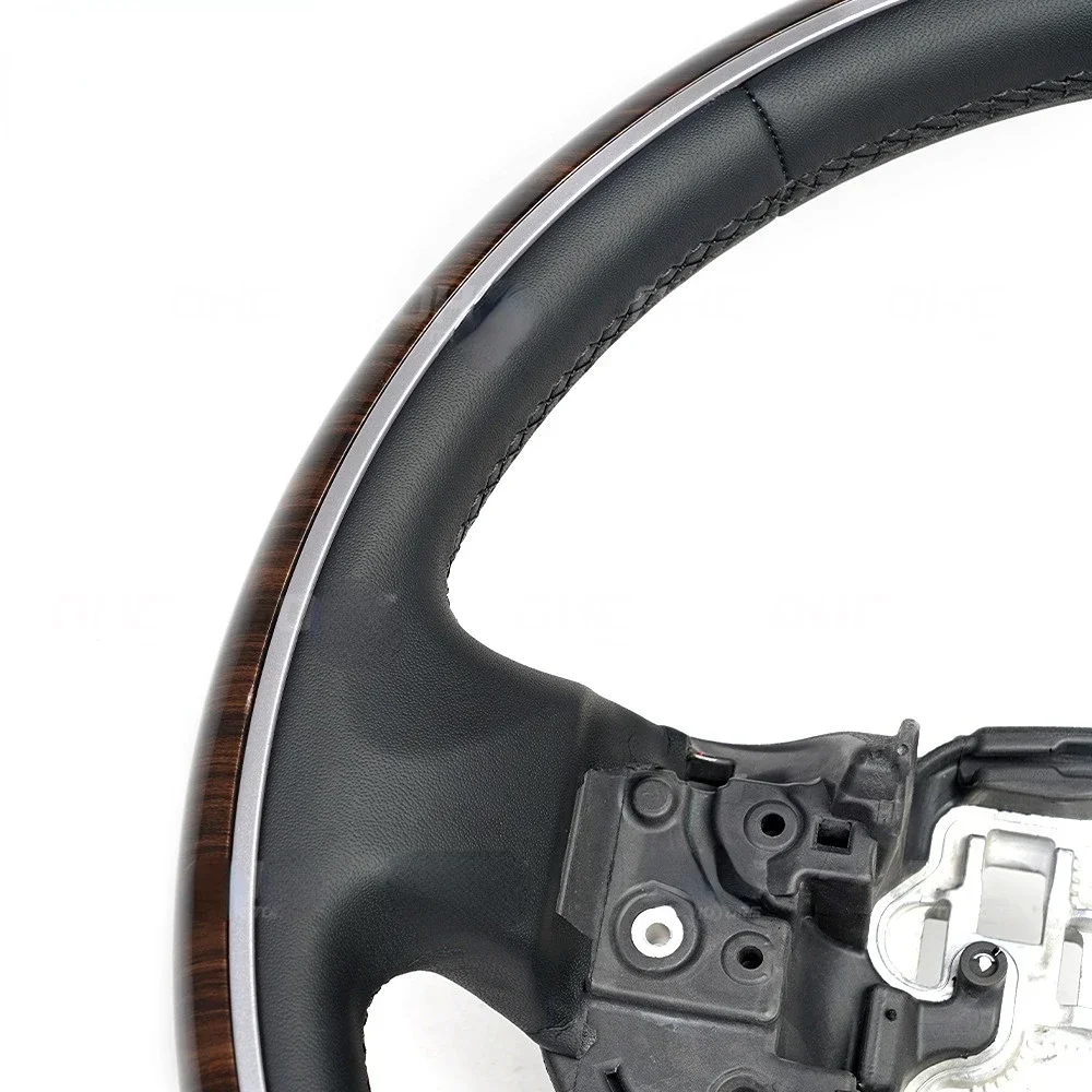 Suitable for Range Rover Sport flat leather + mahogany grain car modification full-circle mahogany steering wheel