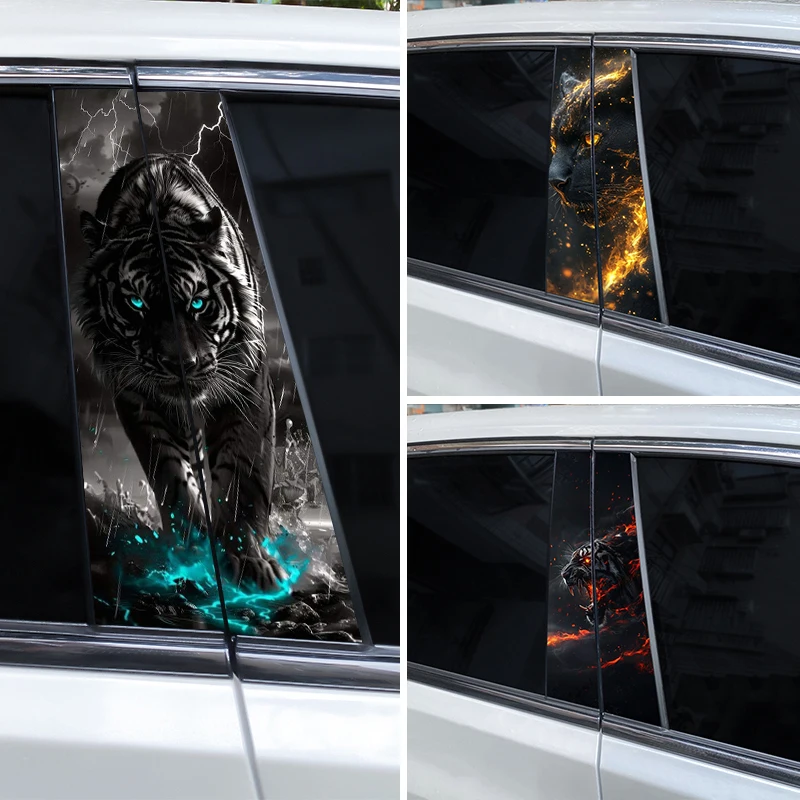 

2pcs Animal Tiger Car Decal Car B Pillar Sticker DIY Animal Style Car Door Pillar Decal Scratch-Resistant Car Decal