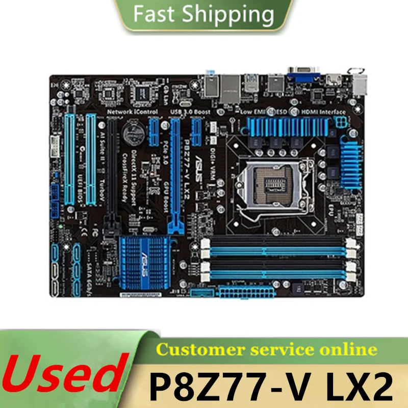 

100% рабочий телефон, материнская плата LX2, LGA 1155 DDR3 Z77 P8Z77 SATA II PCI-E X16, б/у