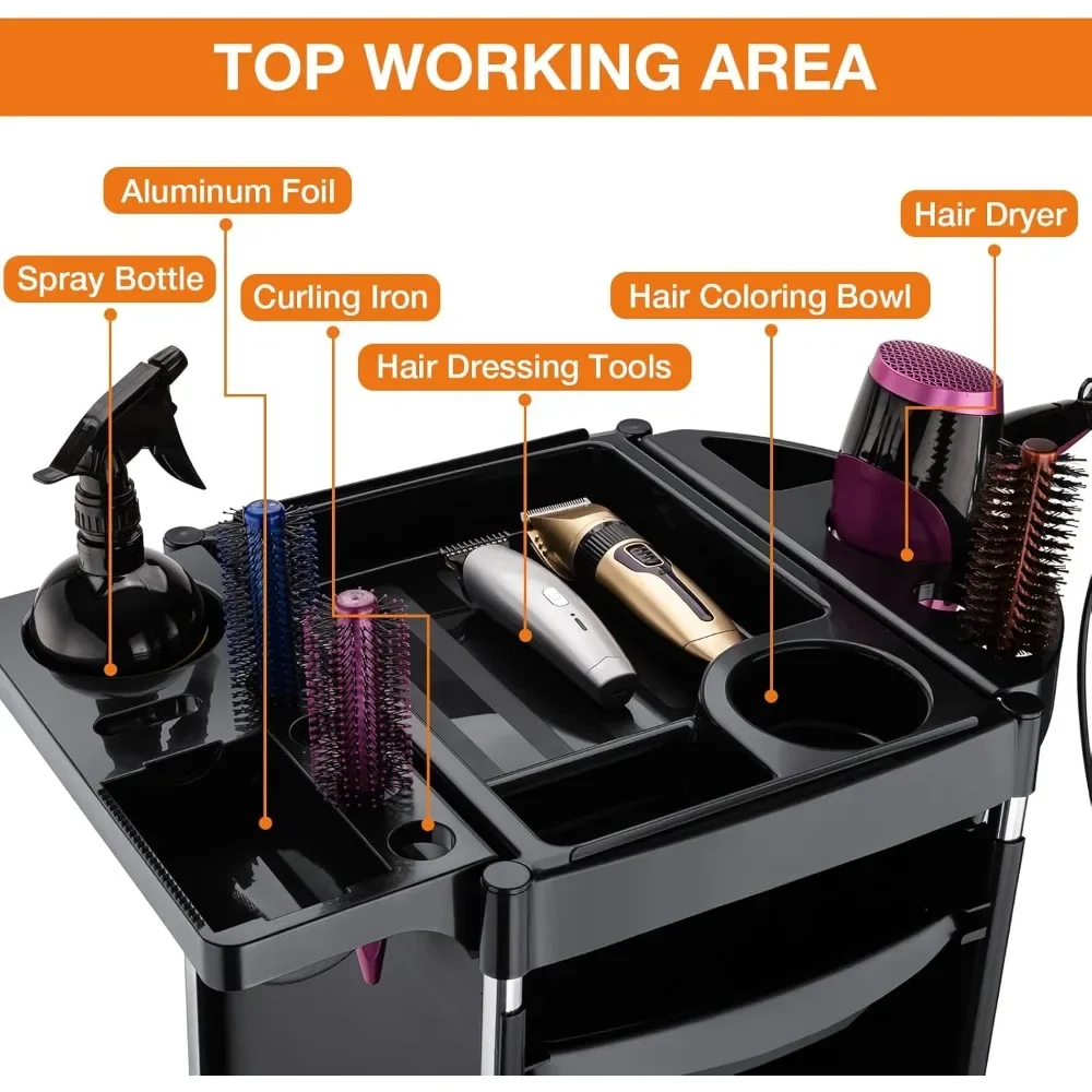 Hair Salon Storage Tool Cart, 6-Layer with Wheels, Space Saving Salon Station Trolley Cart,for Hairdressing Beauty SPA