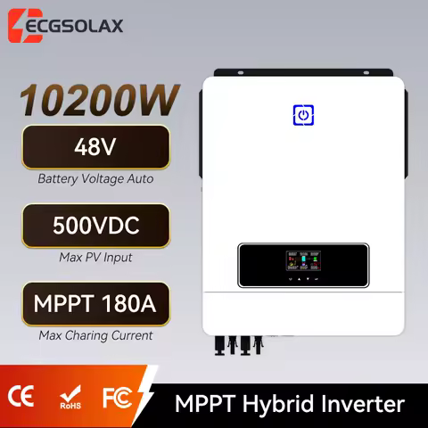 ECGSOLAX 10.2KW Solar Hybrid Inverter 48V 230Vac With Dual MPPT 180A Charging Controller Off-grid Solar Inverter PV Max 500VDC