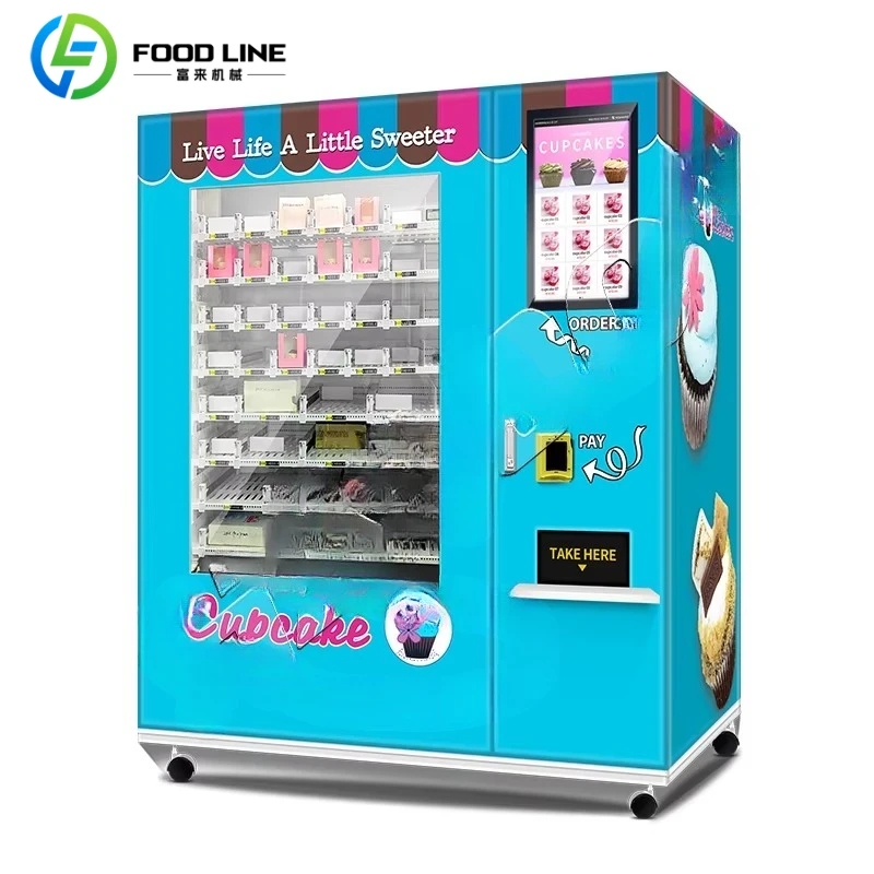 Cooling Type Cupcake Macaron Puff Box Cake Biscuit Dessert Automatic Vending Machine For Commercial Use