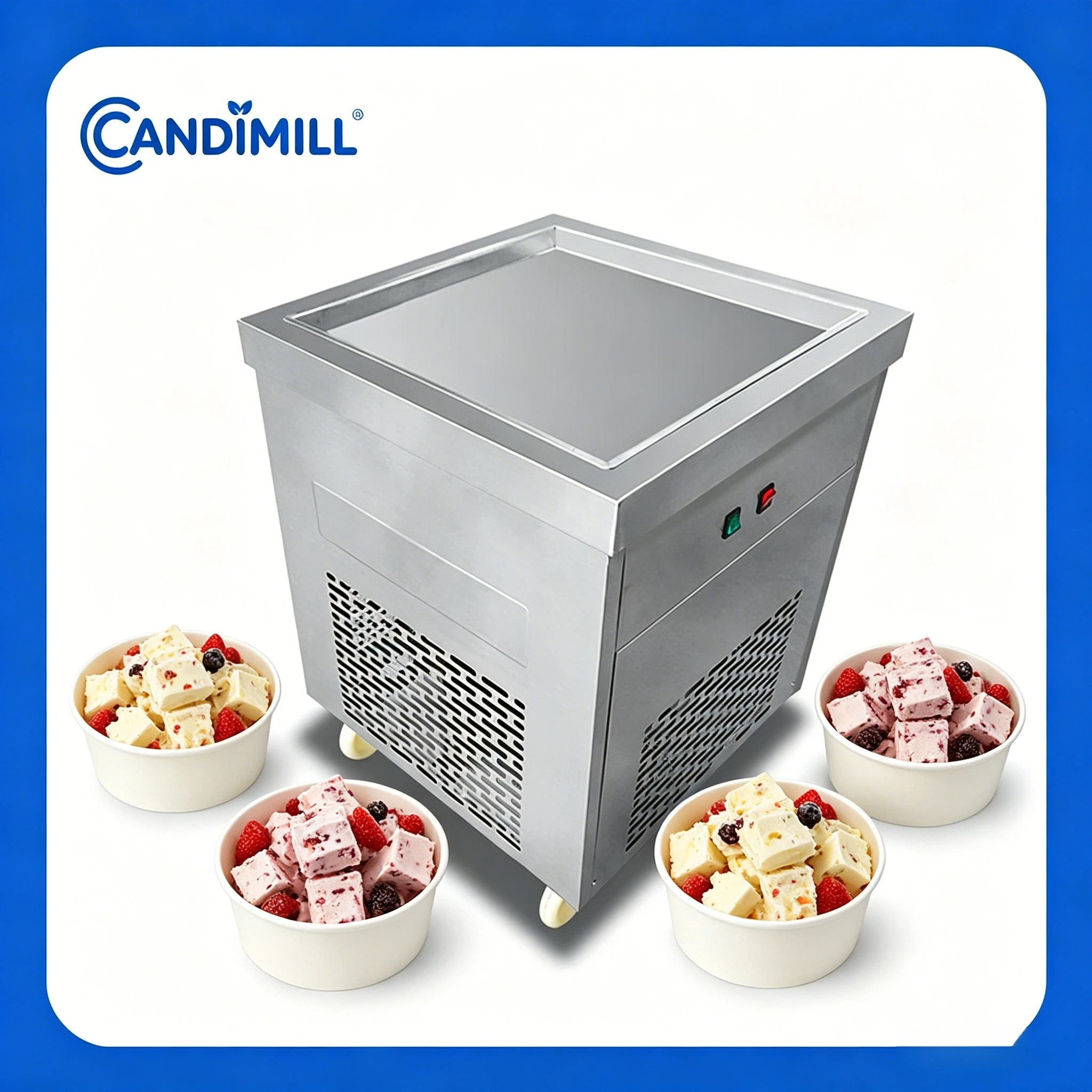 

Commercial Deep Pan Fried Ice Cream Machine High Power Single & Double Pot Thick Cut Fried Yogurt Rolled Ice Cream Maker