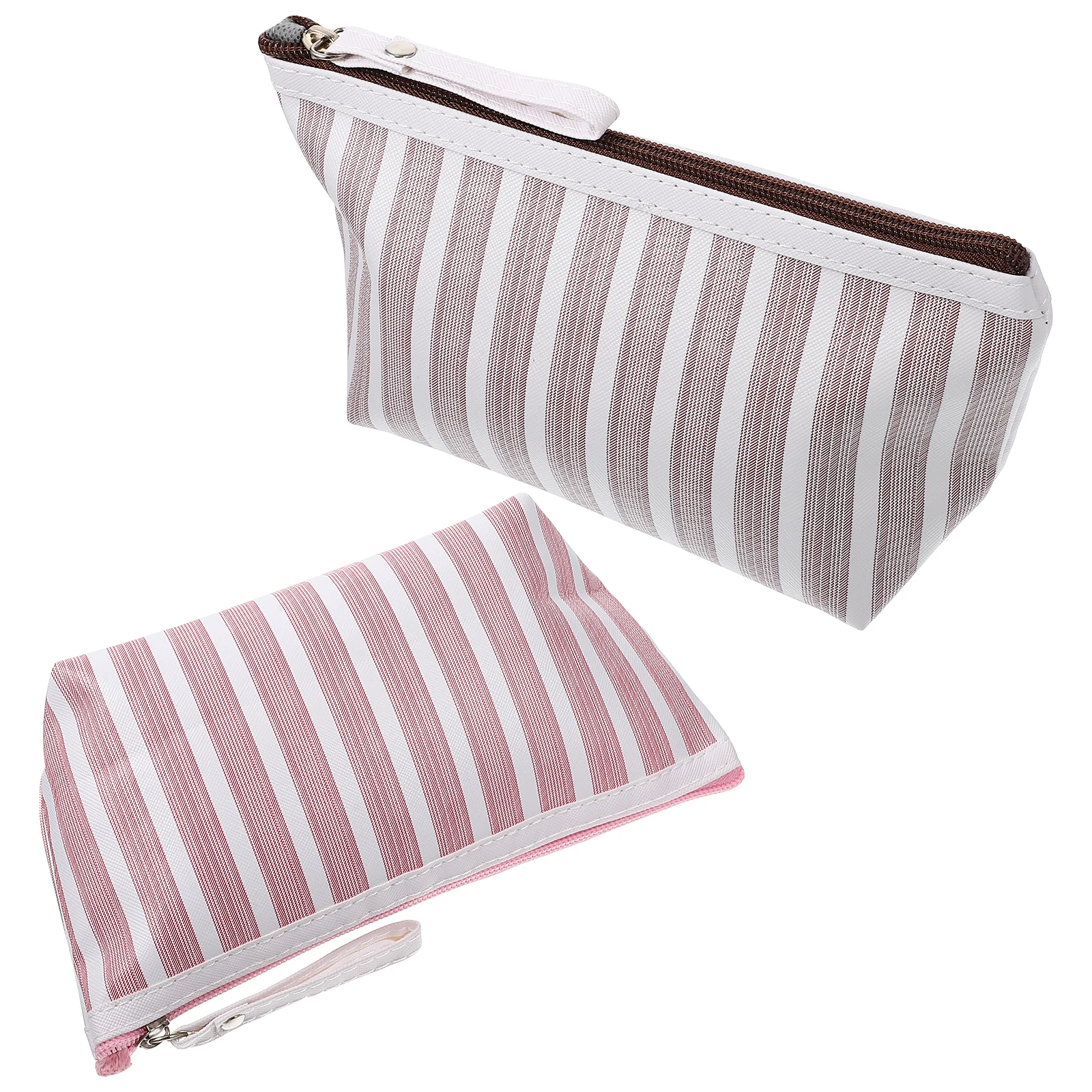 

2pcs Portable Toiletry Retro Stripe Makeup Storage Holder Travel Wash Bag Zipper Durable Pouch Outdoor