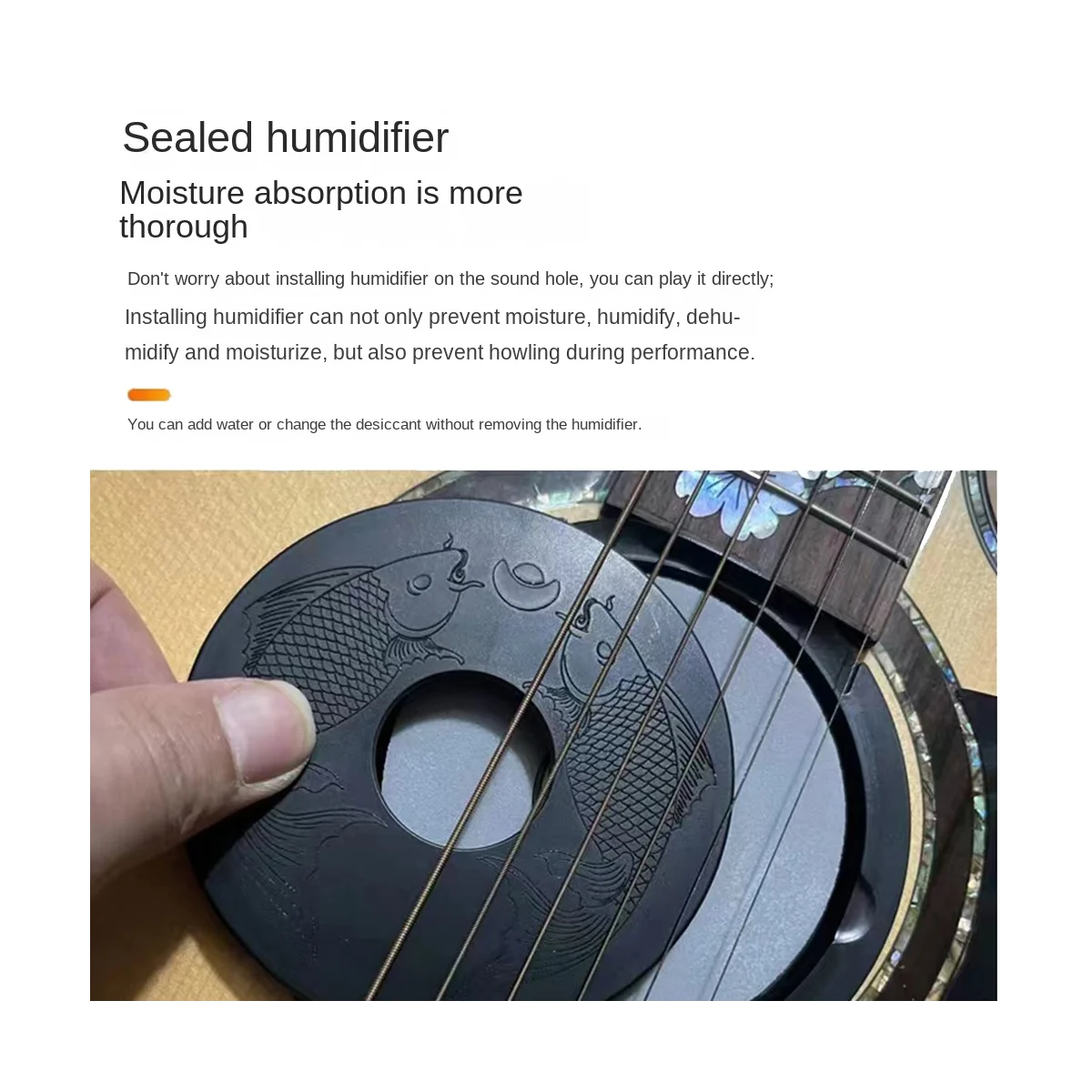 Acoustic Guitar Sound Hole Humidifier Guitar Humidity Regulator Guitar Dehumidifier Black