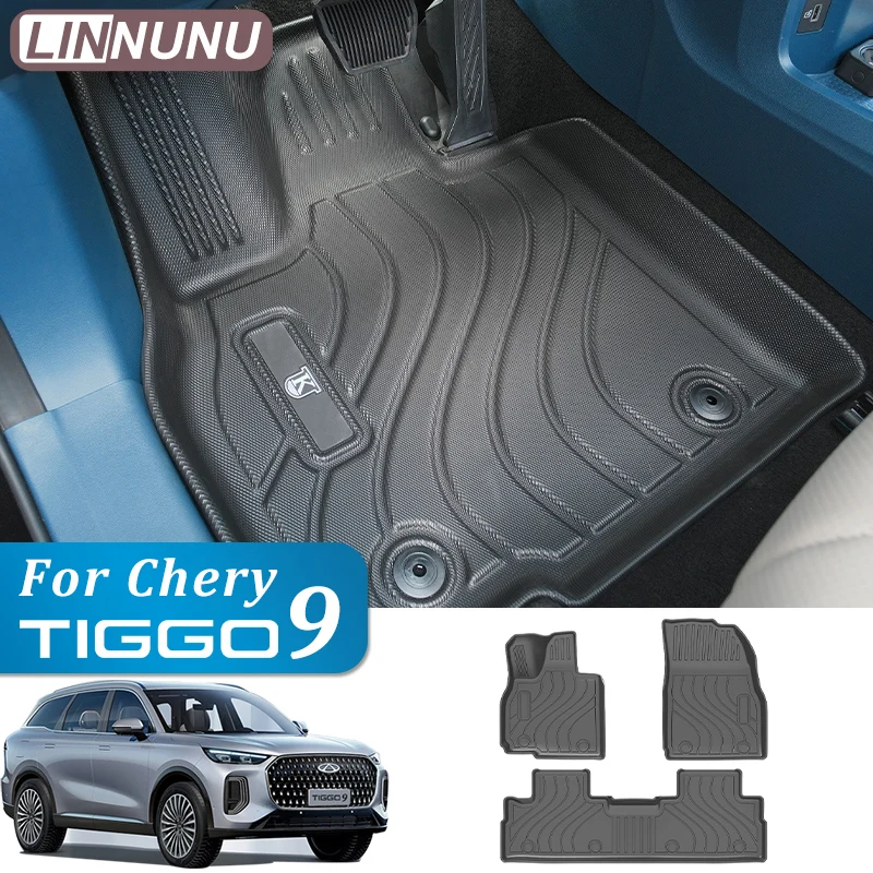 

LINNUNU For Chery Tiggo 9 accessories 2025 2026 Car Floor Mats TPE material interior Protective cover Chirey tiggo 8L 5 7seats