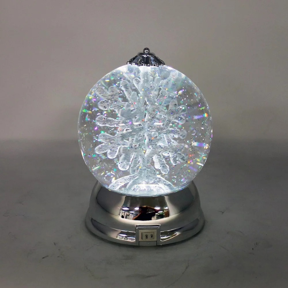 كرة ثلج مضيئة تعمل بالبطارية مع رقاقات ثلج دوارة، 6.5 ارتفاع × 4.5 عرض × 4.5 عميق