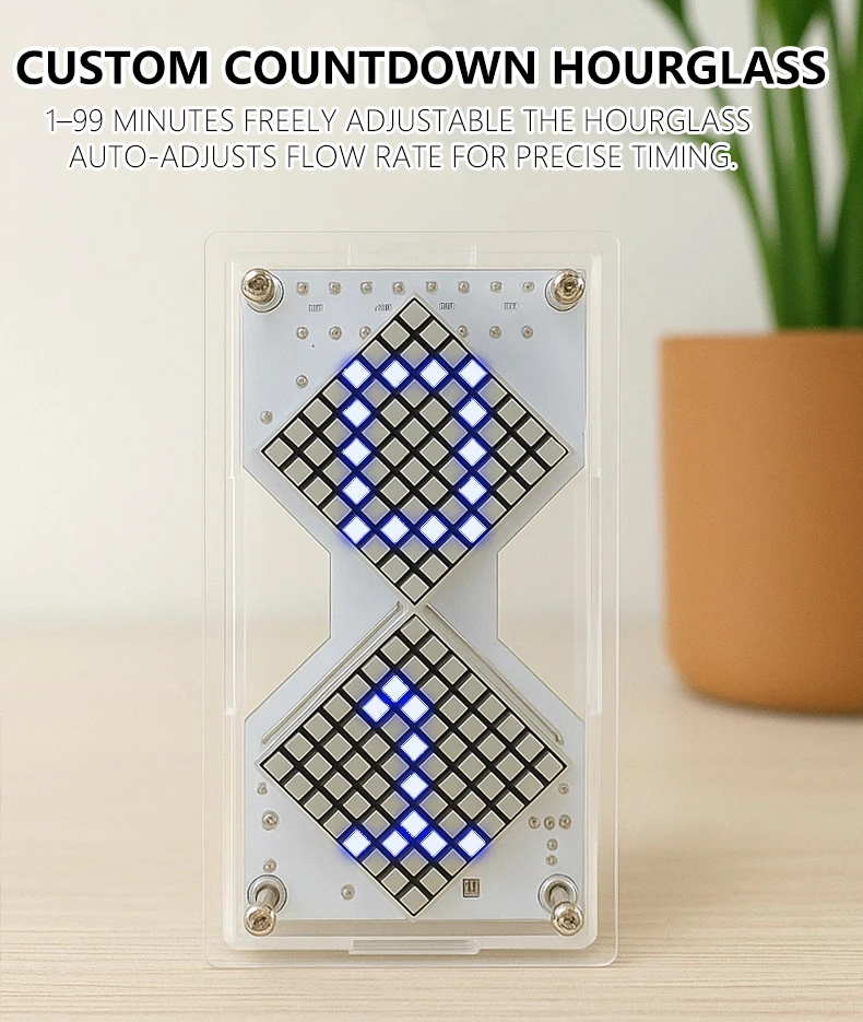LED Matrix Electronic Hourglass Gravity Sensor DIY Countdown Timer Clock STEM Educational Soldering Project for Beginners