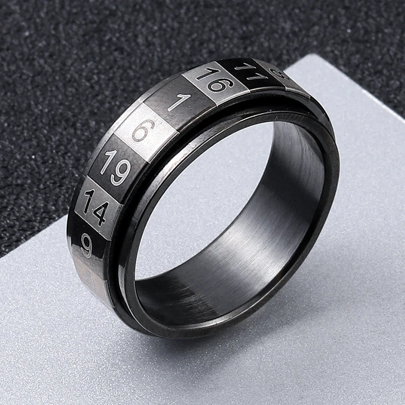 Rotate Rotating Anxiety Fidget Rings Lucky Rotating Figure 316L Stainless Steel Ring For Men Women Fashion Charm Jewelry Gifts