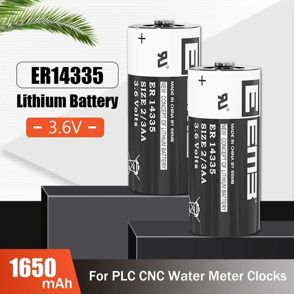 2PCS New ER14335 14335 2/3AA 3.6V 1650mAh Disposable Lithium Battery For PLC CNC Machine Tool Water Meter Replacement Batteria