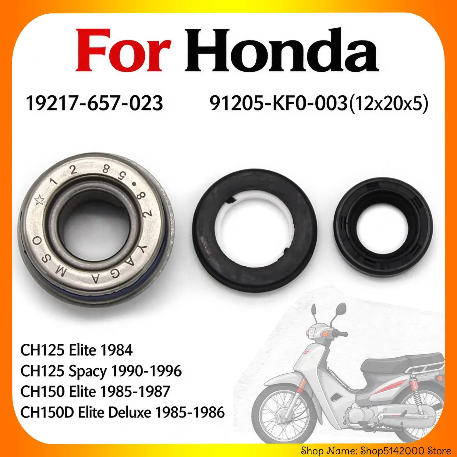 Water Pump Mechanical Seal Cover Fit For Honda 91205-KF0-003(12x20x5) CH125 Elite 1984 Spacy 1990-1996 CH150 CH150D DELUXE