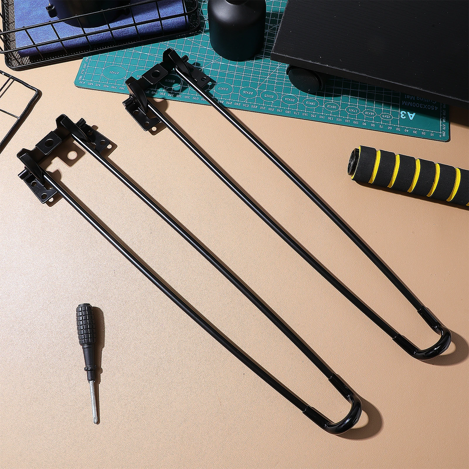 

4pcs Sturdy Iron Folding Legs For Bed Computer Desks Heavy-Duty Adjustable Desk Legs Replacement Wear-Resistant Glossy Finish