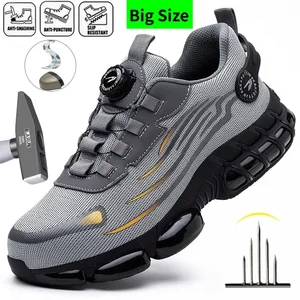 Rotary Buckle Work Safety Shoes For Men and Women Air Soft Sole Lightweight Protective Work Sneakers Men Breathable Boots