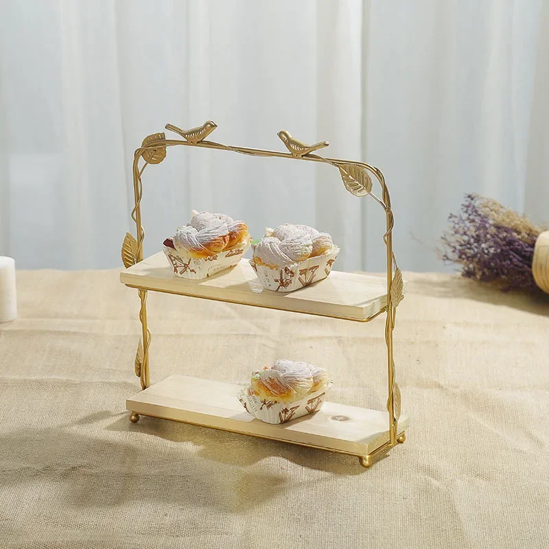 Forest Series Wooden Dessert Stand Display Rack Props and Decorations Nordic Wedding Iron Cake Rack Wooden Tray