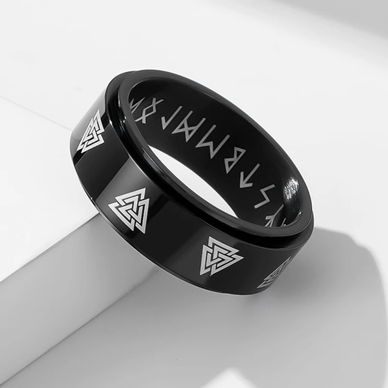 

Nordic Odin Trinity Ring Vintage Stainless Steel Fashion Amulet Unisex Simple Rune Jewelry Accessory for Men And Women