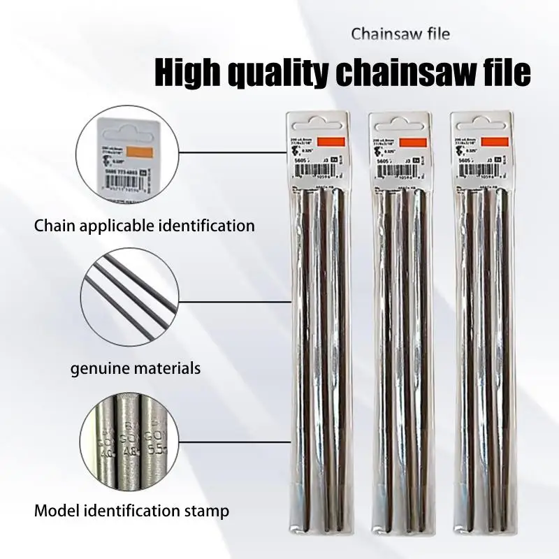 3Pcs Premium 4.0/4.8/5.5mm Chainsaw Sharpener File Chainsaw Sharpener File Versatile Application For Chainsaws Power Tools